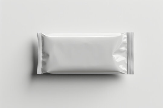 Overhead flat lay view of energy protein bar or chocolate bar snack packaging template design