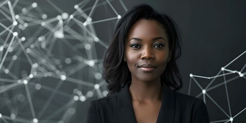 Black woman in corporate environment with expertise in ICT and cloud computing. Concept Black Woman, Corporate Environment, ICT Expertise, Cloud Computing, Diversity in Tech