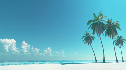 Fototapeta premium A beautiful beach scene with palm trees and a clear blue sky
