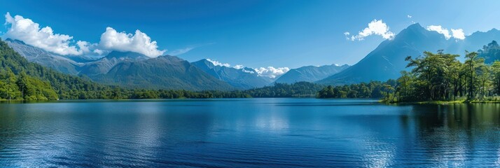 calm serene lake and glorious Mountains landscape views