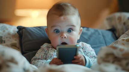 little child playing with phone