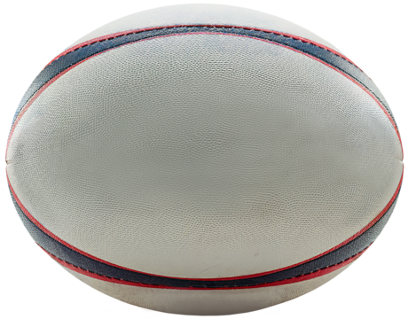 A rugby ball positioned horizontally. Isolated transparent background