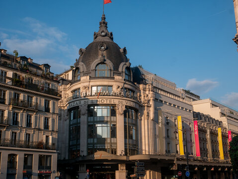 Paris, France - April 26, 2022: the facade of the BHV department store at Paris
