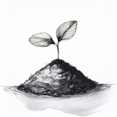 Isolated plant alone in the dirt