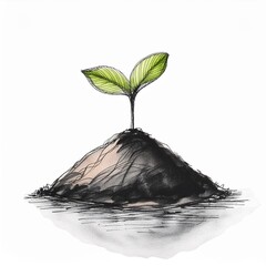 Isolated plant alone in the dirt