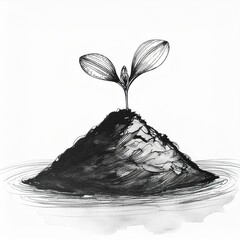 Isolated plant alone in the dirt