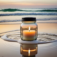 Candle on the beach, product placement