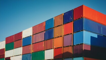 Fototapeta premium container cargo boxes, freight shipments, colorful, and stacked
