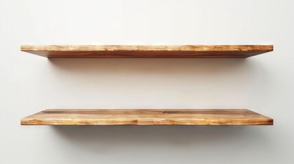 blank wooden bookshelf on white wall background empty shelves for book display 3d rendering interior design element