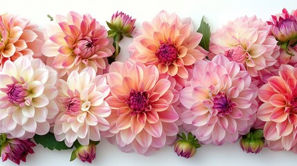   A close-up of colorful flowers against a white backdrop