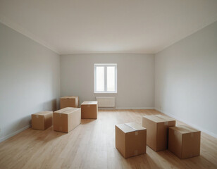 Empty Room with Moving Boxes
