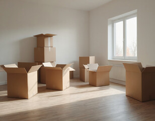 Empty Room with Moving Boxes