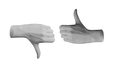 Thumbs up or down. Hand dislike like thumb up down, good approve character negative recommend. Bad...