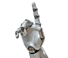 Android hand pointing isolated on transparent background