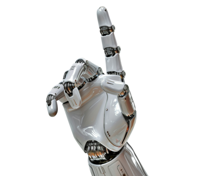 Android hand pointing isolated on transparent background - Powered by Adobe