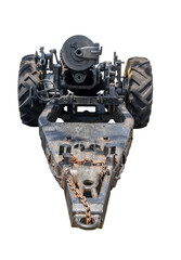 Fototapeta premium Back of an old cannon, very oxidized, used by the Brazilian army, isolated on a transparent background