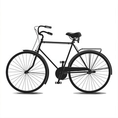 A black bicycle with a white seat and a black handlebar