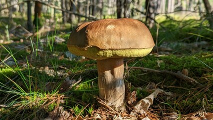 A mushroom in the forest