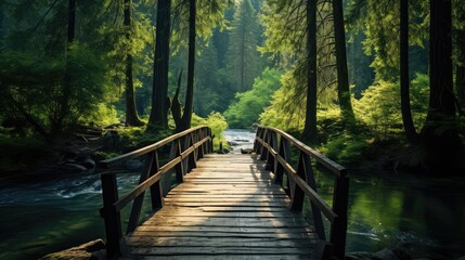 bridge in the forest - Powered by Adobe