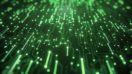 Glowing circuit board close-up: A high-tech digital landscape