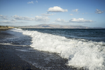 Sunny day on the beach of Chania