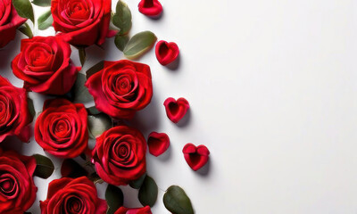 valentines day frame featuring a white blank center with surrounding abundant red rose