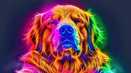   Close-up of a dog's face with multi-colored photo