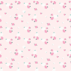Cute kawaii sweet pink floral roses pattern background