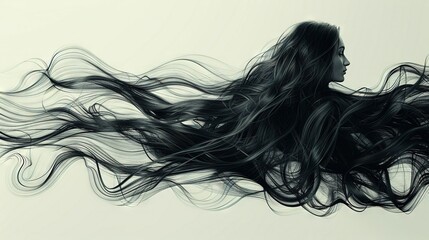   A woman flies through the air, her hair streaming behind her like a wind-swept mane