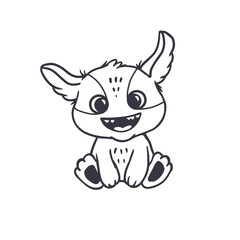 cute monster isolated on white background for coloring pages, magazines. Alien, cartoon character. Sketch, doodle. Vector illustration