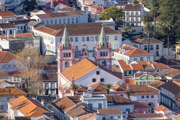 View from a hill of Angra do Heroismo on Terceira Island.