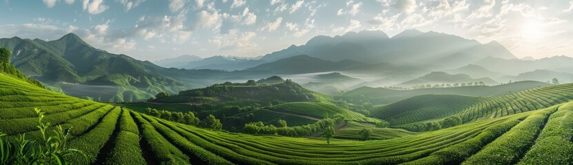 Lush green fields, and tall emerald white mountains in the distance, the sun shone on them and their shadows appeared on the ground