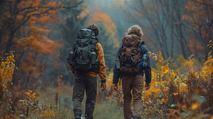 Fototapeta premium Embracing Diversity: LGBTQ Partners Enjoying a Scenic Trek Through Nature's Beauty