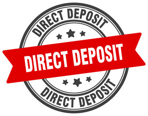 direct deposit stamp. direct deposit label on transparent background. round sign