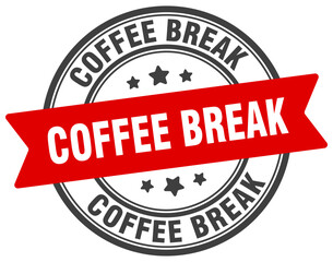 coffee break stamp. coffee break label on transparent background. round sign