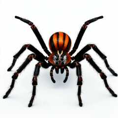 Fototapeta premium Detailed Macro Shot of a Spider on White Background: Close-Up View of Arachnid Anatomy