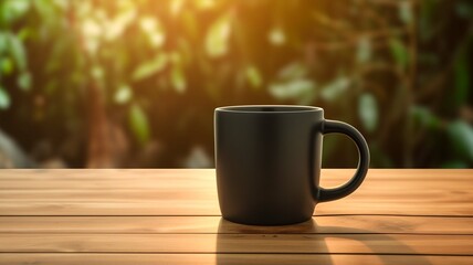 a photograph of black Accent Coffee Mug in front of a clean