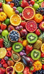 Variety of Fresh Fruits and Vegetables. Generative AI