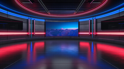 Obraz premium Television studio, virtual studio set. ideal for green screen compositing.