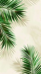 Obraz premium White background with palm leaves. Minimalism, blank space.