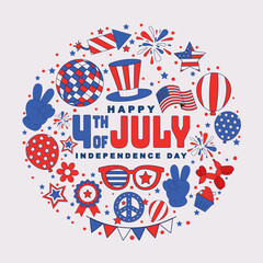 Happy 4th of july background for cover, poster, social media template
