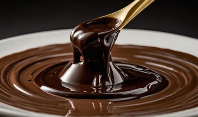 Delicious smooth chocolate sauce, flowing chocolate sauce