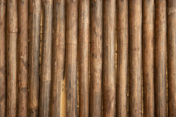Wooden log wall background, natural timber texture for rustic design