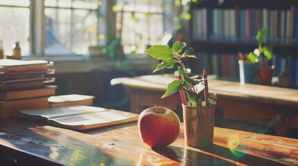 School desk for education, learning, and classroom supplies for students and teachers