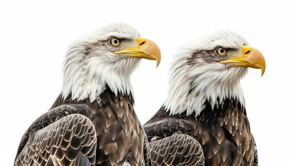 Obraz premium pair of majestic bald eagles isolated on white wildlife photography