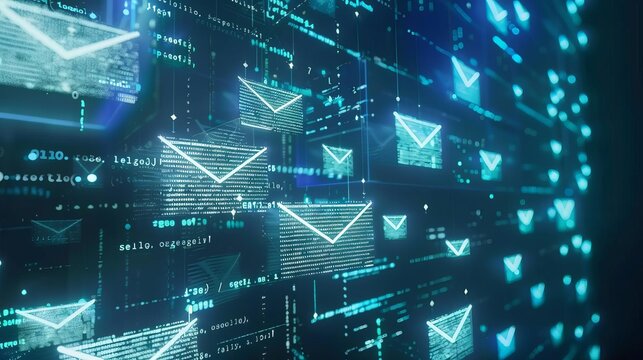 overflowing email inbox with unknown suspicious messages cyber security risk of malicious links and attachments