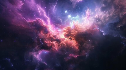 radiant cosmic nebula swirling colorful gas clouds and bright stars in deep space aigenerated illustration