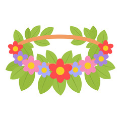 Flower crown vector illustration isolated on white backgrounf