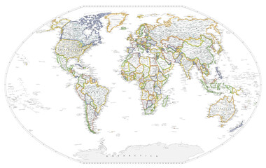 The World political map. Super high quality. Detailed with thousands of place name labels.