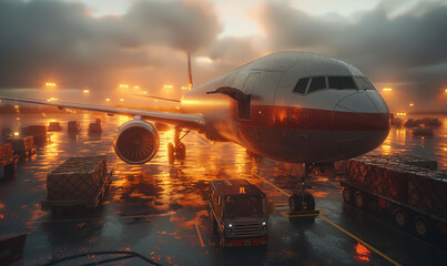 Loading cargo onto an airplane.